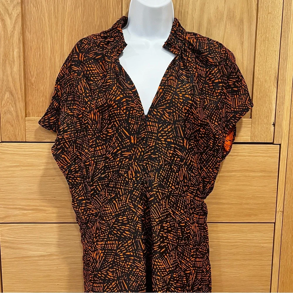 Maria Cornejo Abstract Print Dress Dark Blue Orange Size 10 Contemporary Artsy - Picture 2 of 6